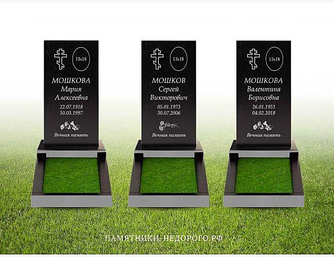 Пример оформления памятника «Стандарт» для одиночной могилы