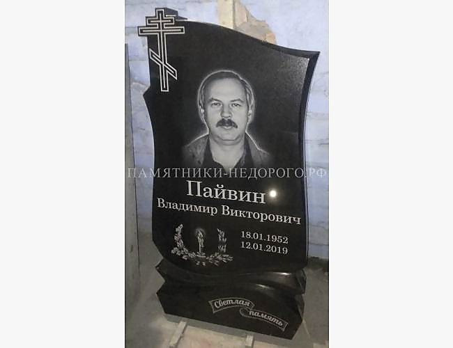 Православный памятник "Андромеда 1" из черного гранита - фото 2