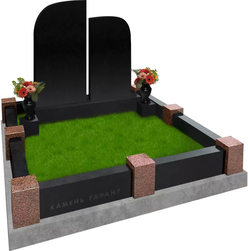 Памятник из чёрного гранита Вместе навсегда - фото 4