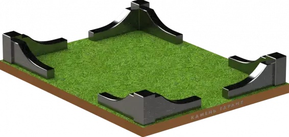 Памятник из чёрного гранита Ограда Элегия - фото 2