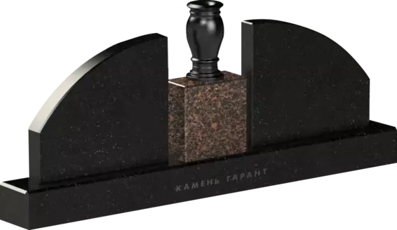 Памятник из чёрного гранита Дуэт 11 - фото 2