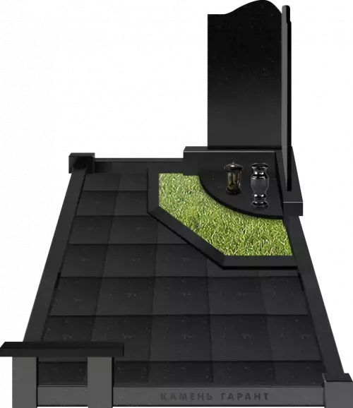 Памятник из чёрного гранита Угловое семейное захоронение