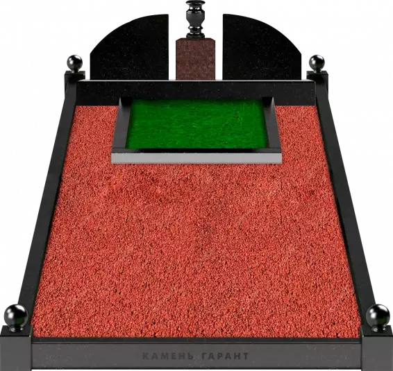 Памятник из чёрного гранита Семейное захоронение Дуэт 11