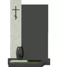 Памятник из серого и черного гранита с крестом