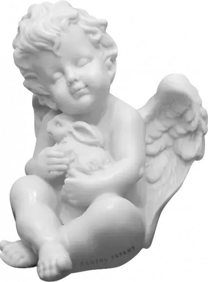 Скульптура Ангел белый с зайцем №6 маленький