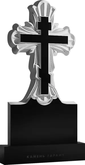 Памятник из чёрного гранита Крест на голгофе 2