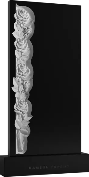 Памятник из чёрного гранита Резные розы