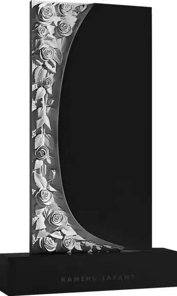 Памятник из чёрного гранита Резные розы 2