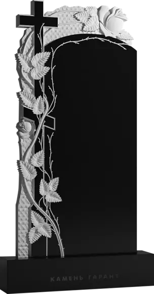 Памятник из чёрного гранита Крест, увитый хмелем