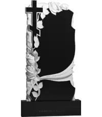 Розы и крест 2 - православный вертикальный памятник с резными цветочными мотивами