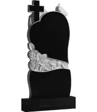 Сердце, крест и голубь - вертикальный православный памятник с резными элементами