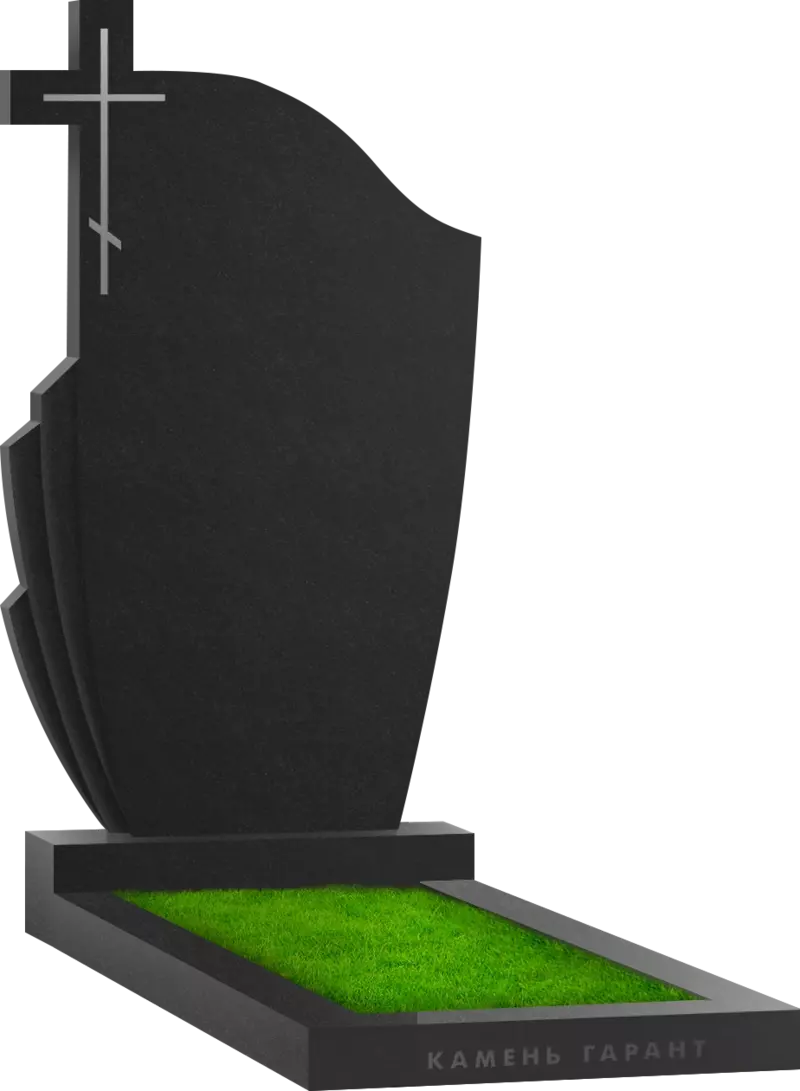 Памятник из чёрного гранита Веер - фото 3