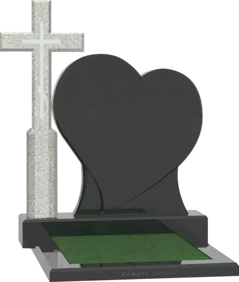 Памятник из гранита Крест "Возрождение" с сердцем