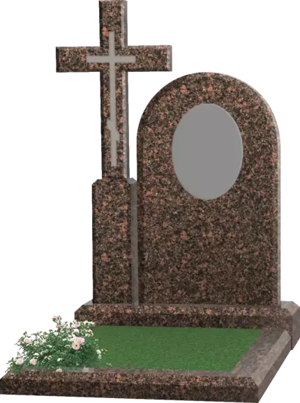 Памятник Классический округлый с гранитным крестом 2