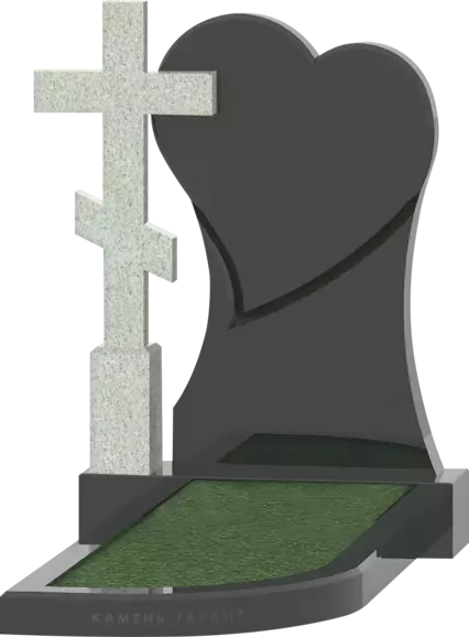 Памятник из гранита Крест "Возрождение" с сердцем 2