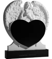 Душа Ангела - резной памятник в форме сердца