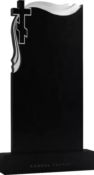 Памятник из чёрного гранита Холст и крест (слева)