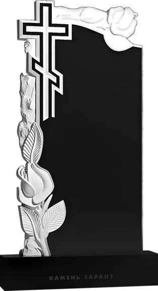 Памятник из чёрного гранита Розы и крест