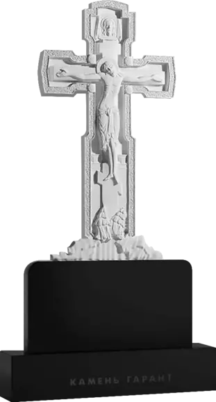 Памятник из чёрного гранита Резное распятие