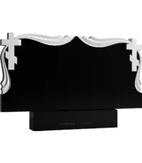 Кресты и холст - резной горизонтальный памятник