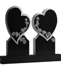 Сердца двух - горизонтальный резной памятник