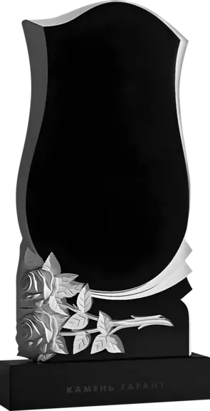 Памятник из чёрного гранита Белые розы