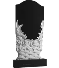 Корзина цветов - вертикальный резной памятник в форме цветов