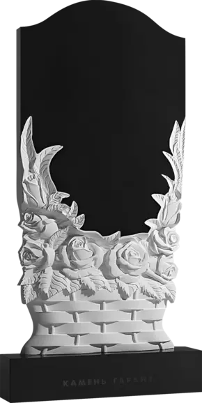 Памятник из чёрного гранита Корзина цветов