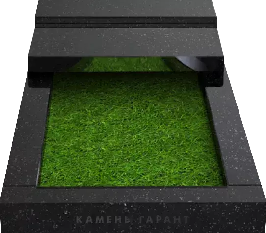 Памятник из чёрного гранита Полуплита Прямая