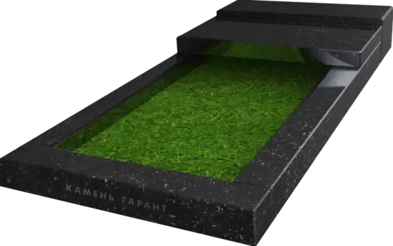 Памятник из чёрного гранита Полуплита Прямая - фото 3