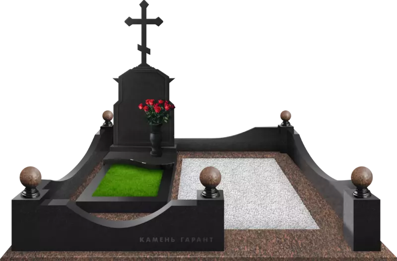 Мемориальный комплекс в виде часовни и поребриком из двух видов гранита