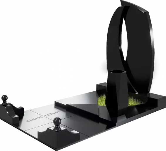 Ассиметричный мемориальный комплекс из черного гранита - фото 3