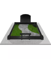 Мемориальный комплекс на двоих с поребриком и скамейкой на могилу