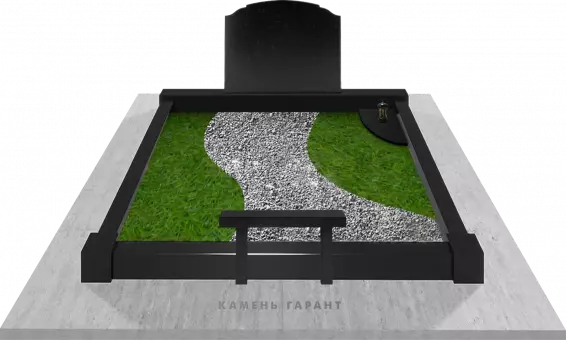 Мемориальный комплекс на двоих с поребриком и скамейкой