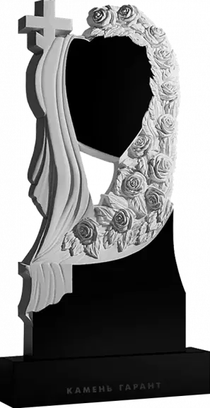 Памятник из чёрного гранита Занавес роз