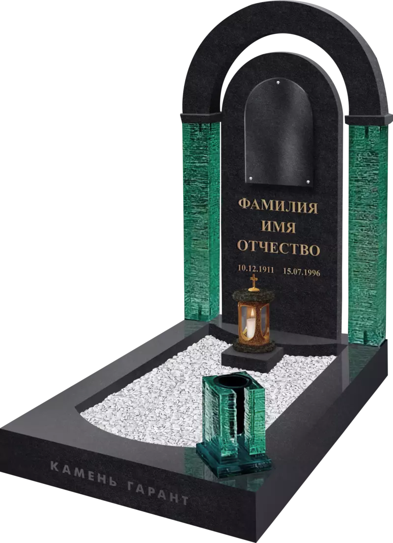 Памятник «Арка со стеклянными колоннами» из гранита - фото 3