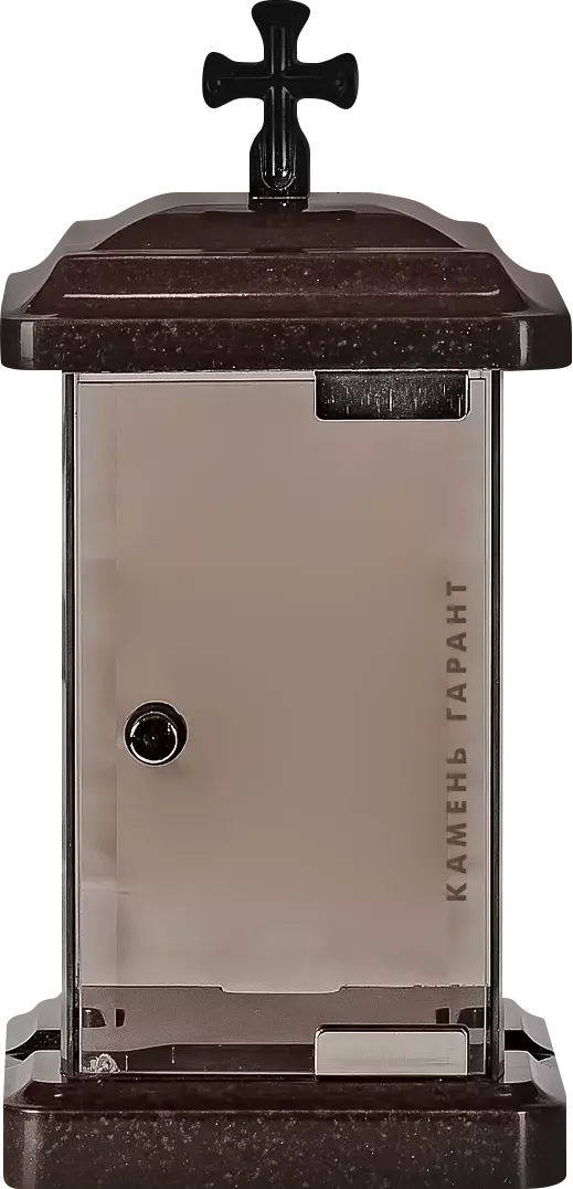 Лампада квадратная из полимергранита со стеклом, 25 см