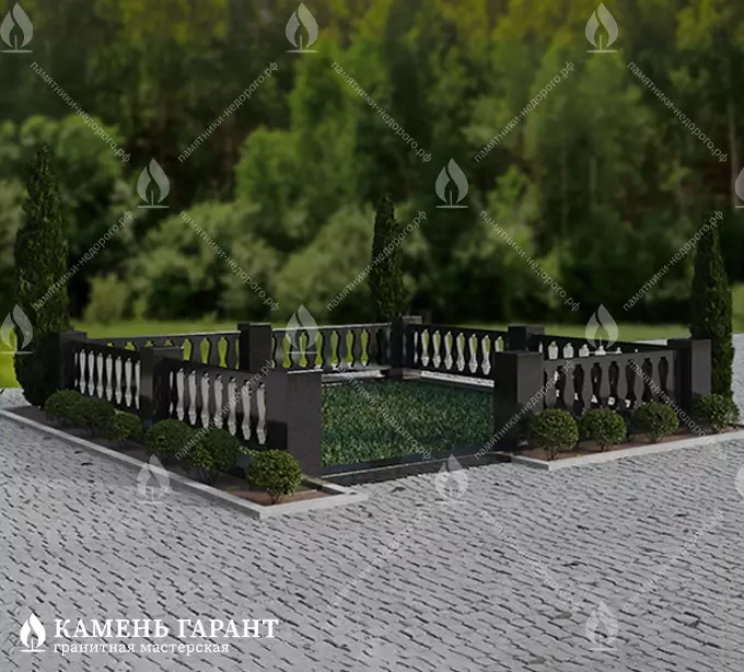 Памятник из чёрного гранита Ограда Балясины - фото 3