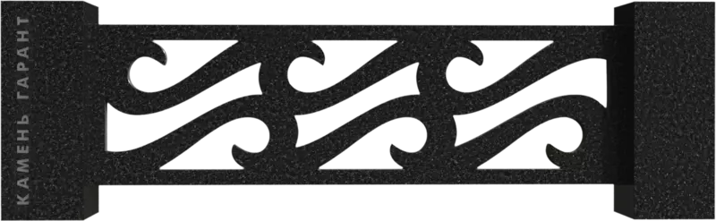 Памятник из чёрного гранита Ограда Волна Элит - фото 4