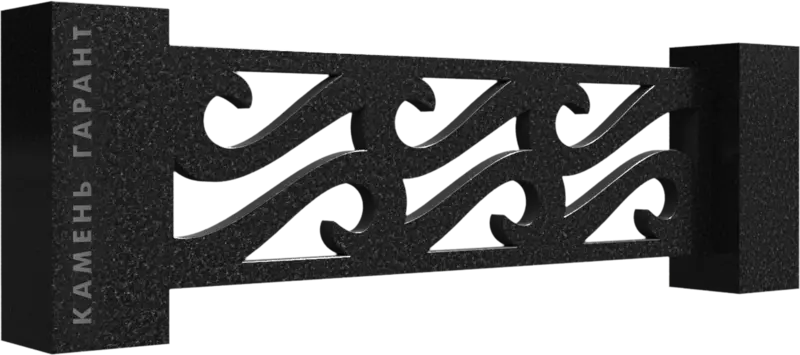 Памятник из чёрного гранита Ограда Волна Элит - фото 5