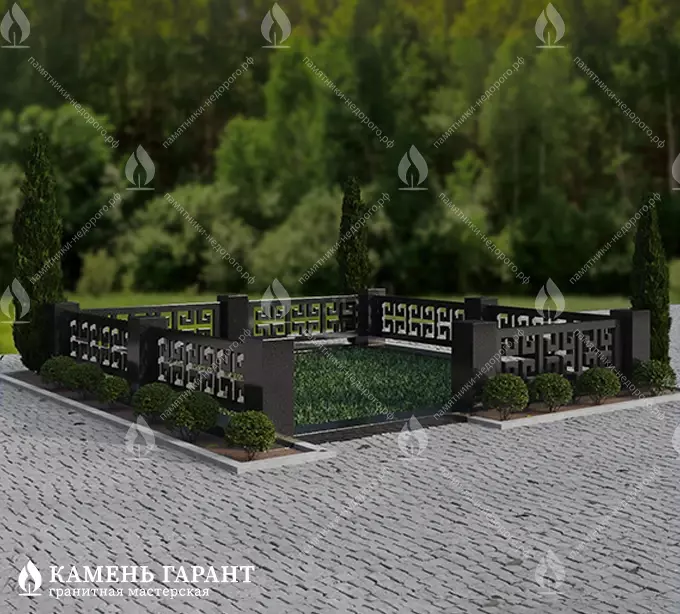 Памятник из чёрного гранита Ограда Греческая - фото 3