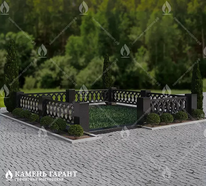Памятник из чёрного гранита Ограда Классика - фото 3