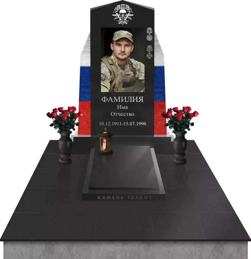 Памятник из гранита со стеклом По долгу службы - фото 2