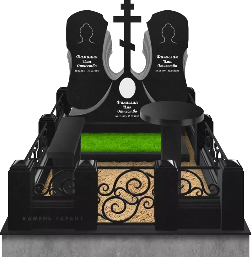 Памятник из чёрного гранита Навеки вместе - фото 3