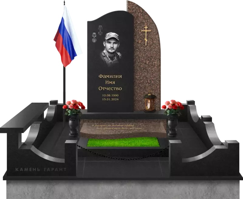 Памятник из чёрного гранита «Контур судьбы» - фото 3