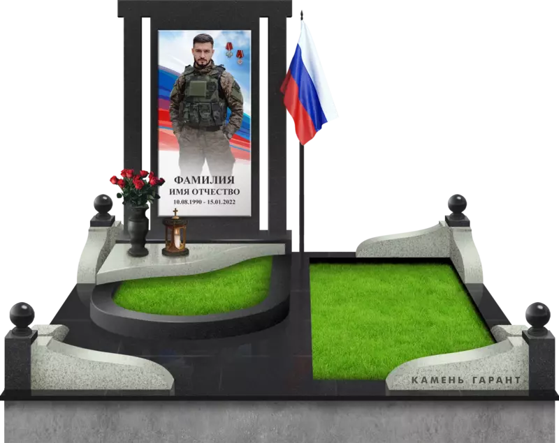 Памятник из чёрного гранита «Сильному духом» - фото 3