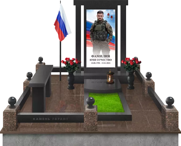 Памятник из чёрного гранита «Сильному духом» - фото 4
