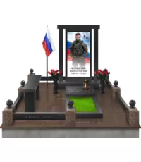 Мемориальный комплекс «Сильному духом» с полуплитой, плиткой, скамейкой и поребриком - заказать по выгодной цене | Камень Гарант