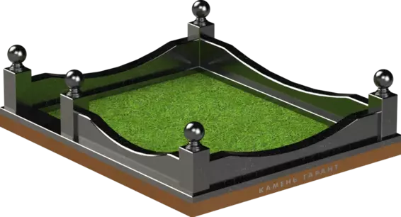 Памятник из чёрного гранита Ограда Элегант - фото 2