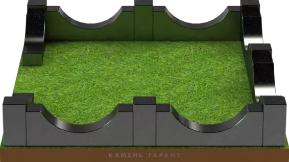 Памятник из чёрного гранита Ограда Элегант 2